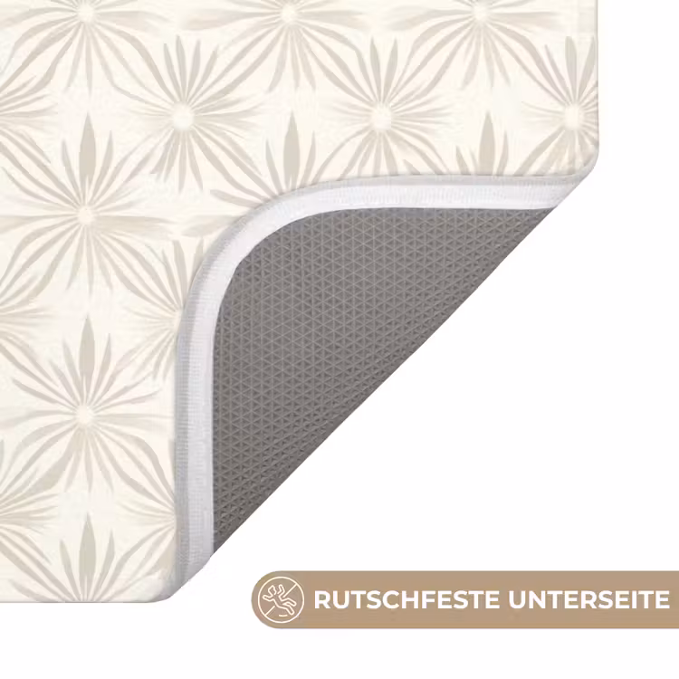 Badematte - Muster - Blumen - Beige — 3