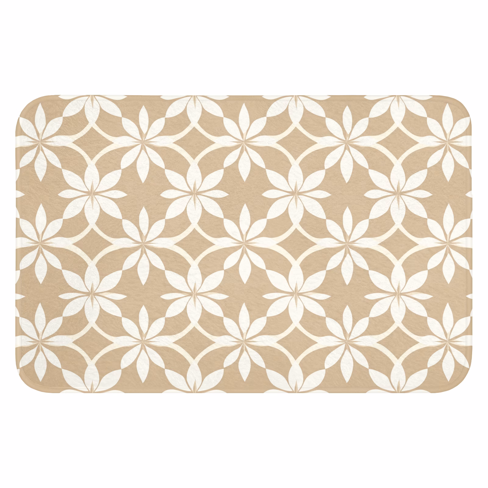 Badematte - Blumen - Muster - Beige — 1