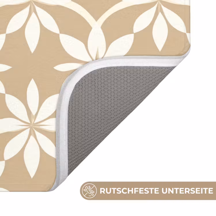 Badematte - Blumen - Muster - Beige — 3