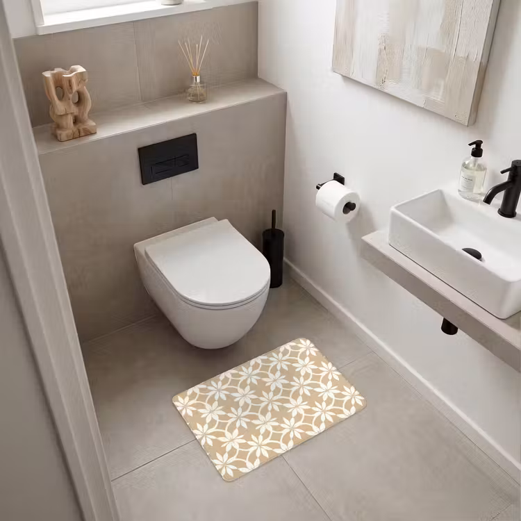 Badematte - Blumen - Muster - Beige — 6