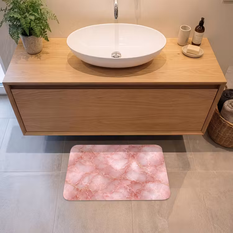 Badematte - Rosa - Quarz - Gold - Marmor — 2