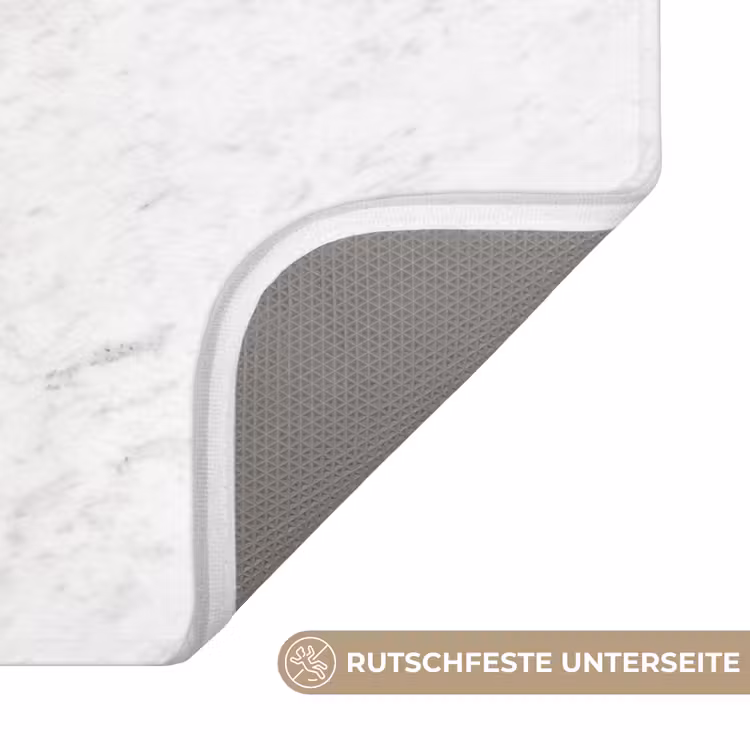 Badematte - Weiß - Marmor - Graue Adern — 3