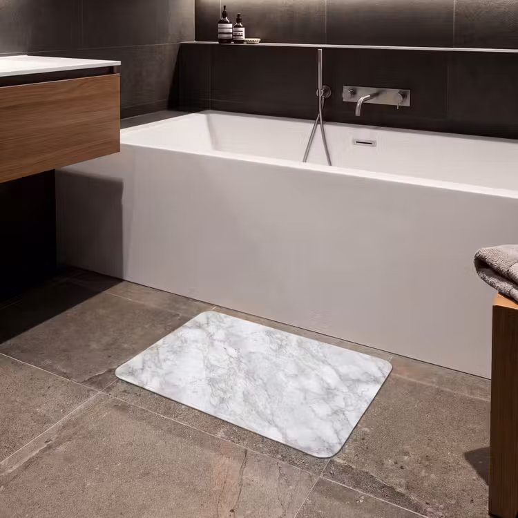 Badematte - Grau - Weiß - Marmor — 4