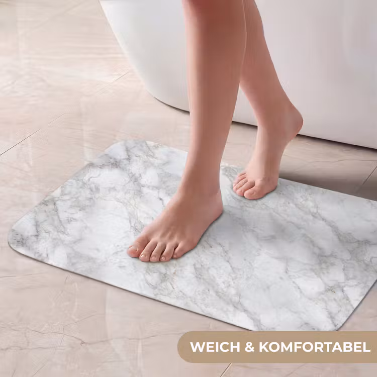 Badematte - Grau - Weiß - Marmor — 5