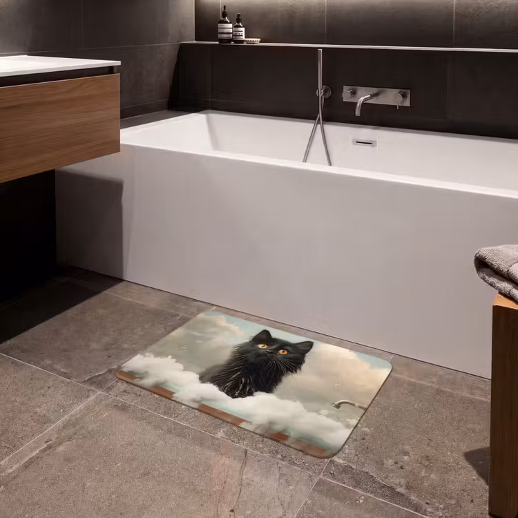 Badematte - Katze - Bad - Schwarz - Tiere - Schaumstoff — 4