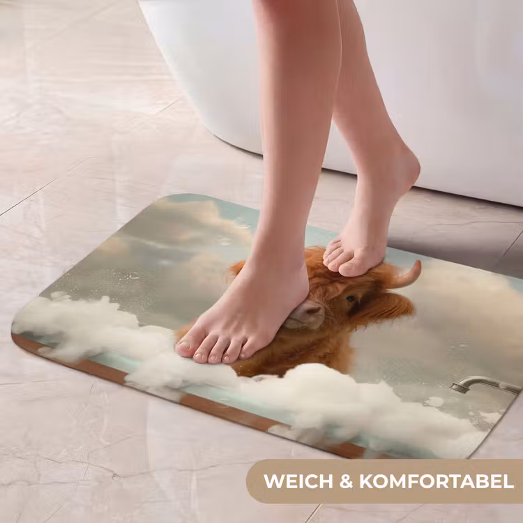 Badematte - Schottischer Hochländer - Bad - Schaum - Kuh — 5