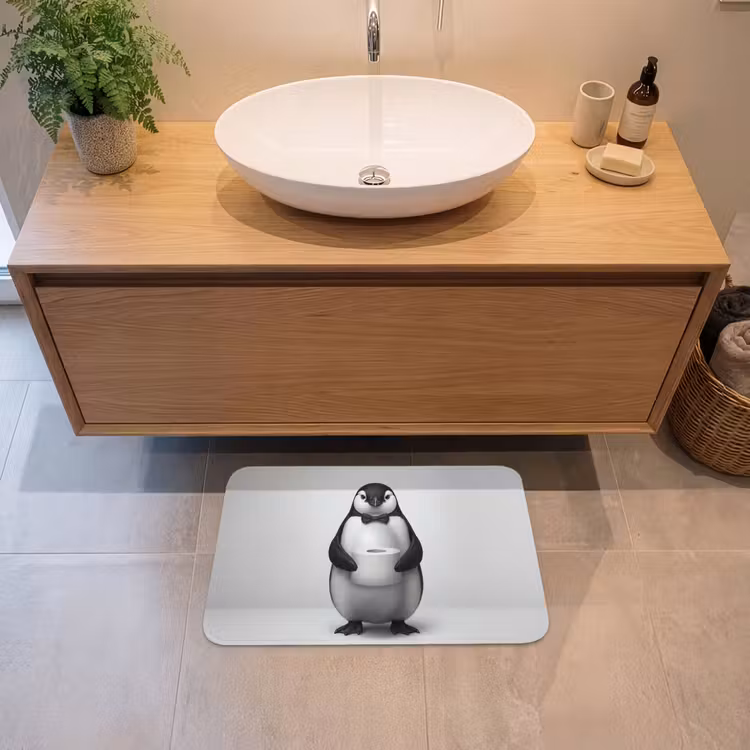 Badematte - Pinguin - Toilettenpapier - Weiß — 2