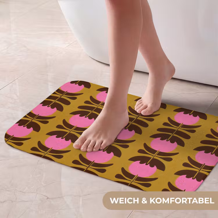 Badematte - Abstrakt - Blumen - Rosa — 5