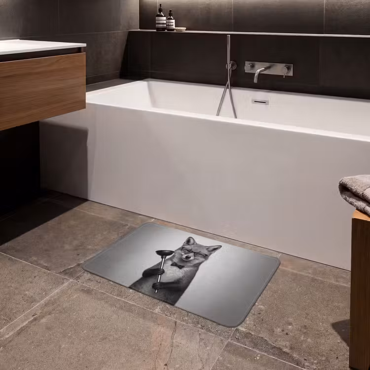 Badematte - Fox - Toilettenstöpsel - Schwarz - Weiß — 4