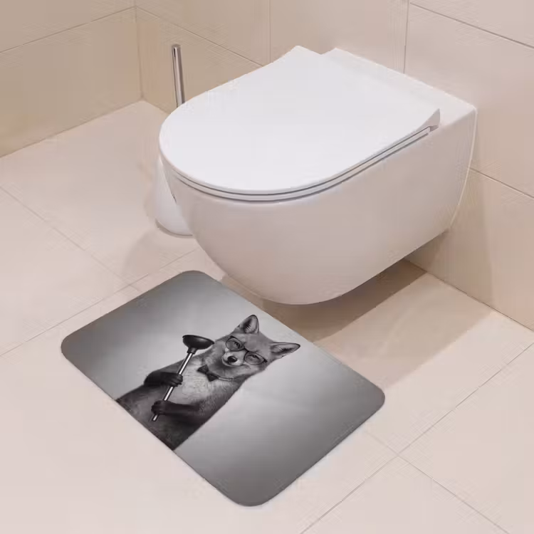 Badematte - Fox - Toilettenstöpsel - Schwarz - Weiß — 6