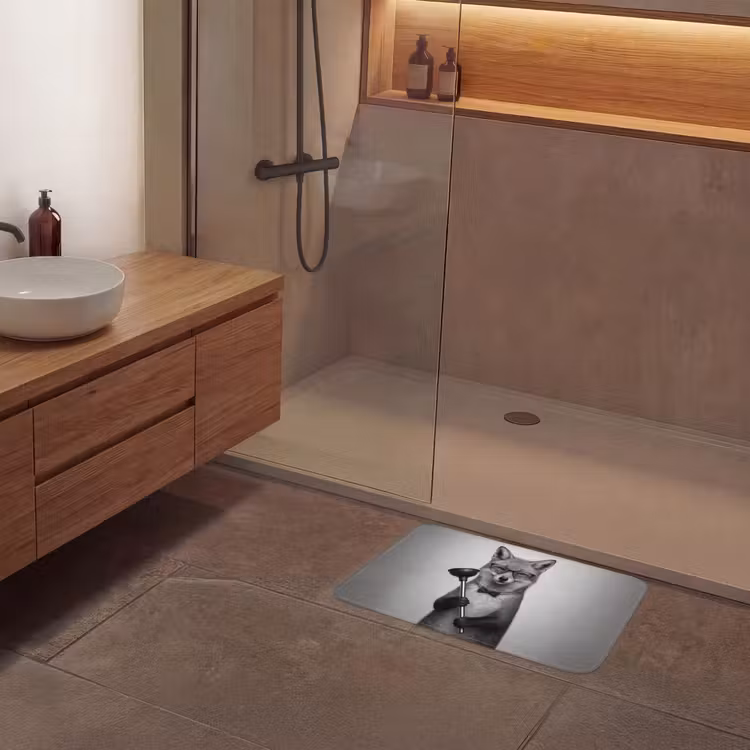 Badematte - Fox - Toilettenstöpsel - Schwarz - Weiß — 8