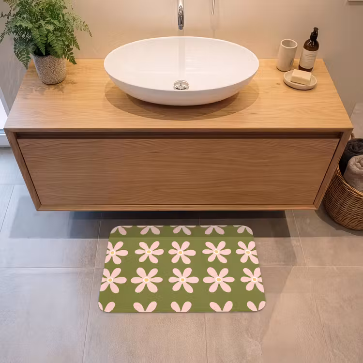 Badematte - Blume - Modern - Grün — 2