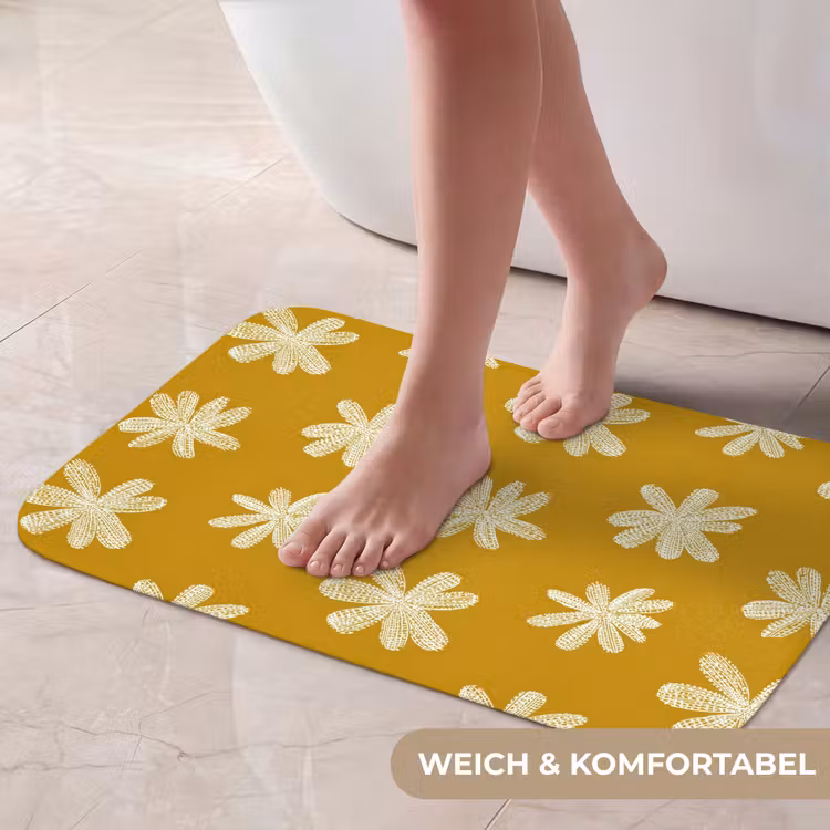 Badematte - Blume - Verspielt - Ockergelb — 5