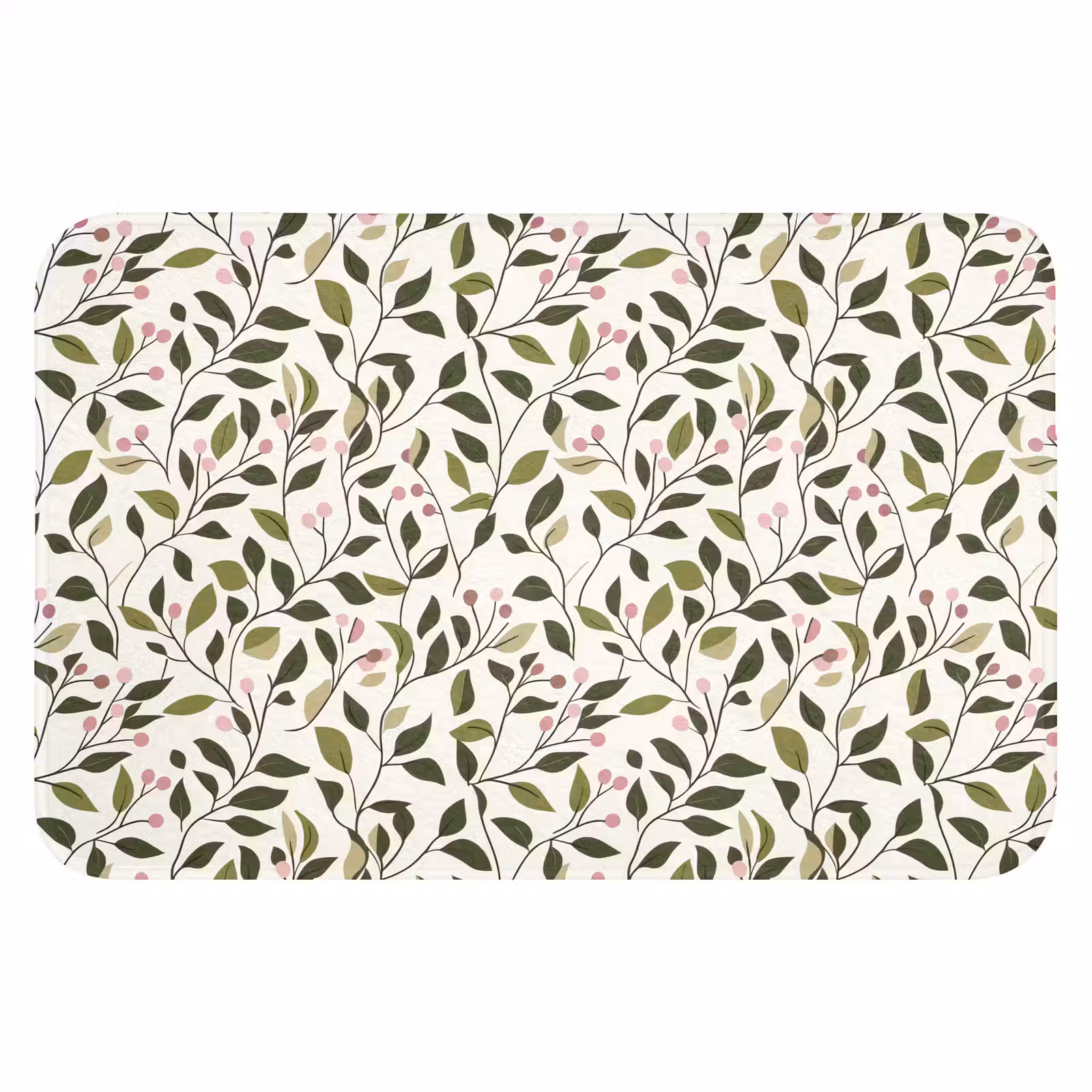 Badematte - Blätter - Beeren - Rosa — 1