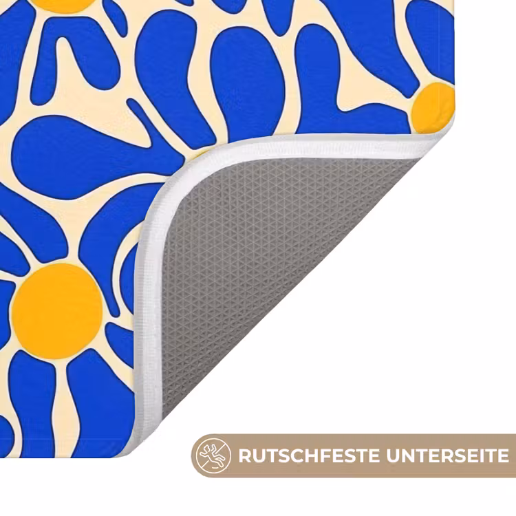 Badematte - Abstrakt - Blume - Blau — 3