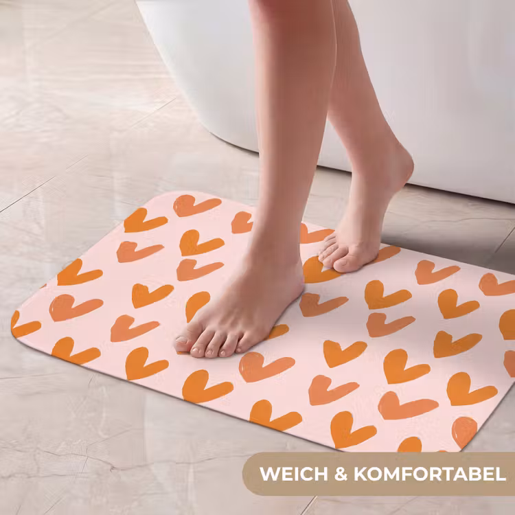 Badematte - Herzen - Signiert - Orange — 5