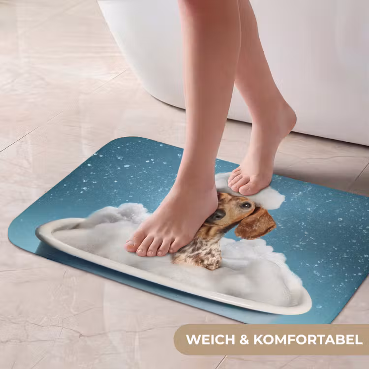 Badematte - Dackel - Bad - Schaum - Wassertropfen — 5