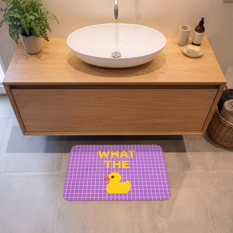Badematte - Text - Ente - Lila — 2