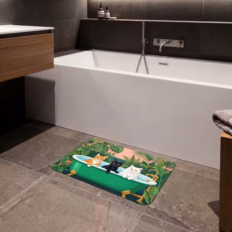Badematte - Badezimmer - Katzenparade - Farbenfroh — 4