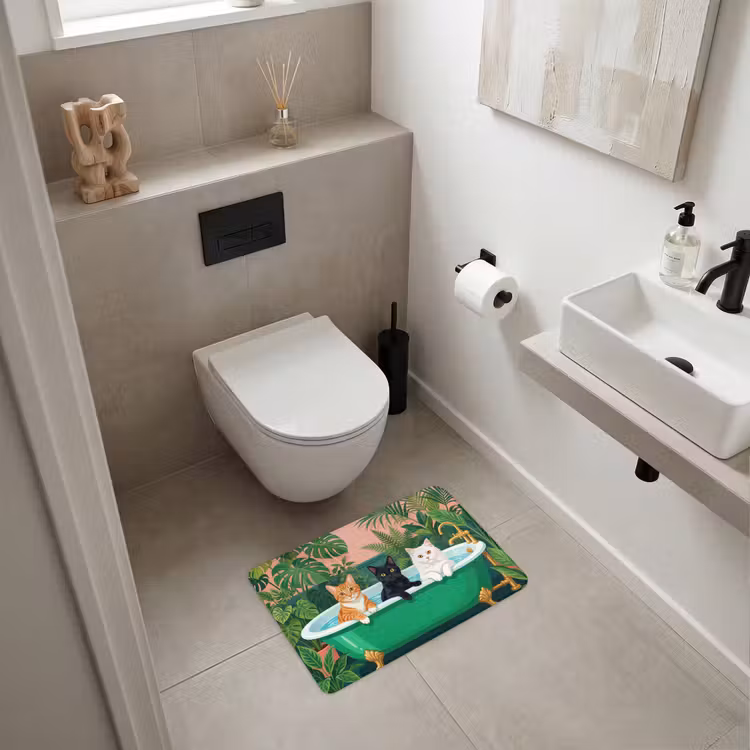 Badematte - Badezimmer - Katzenparade - Farbenfroh — 6