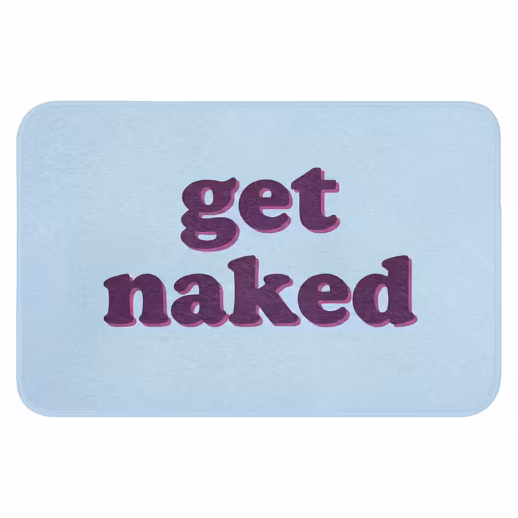 Badematte - Text – Get naked – Blau — 1