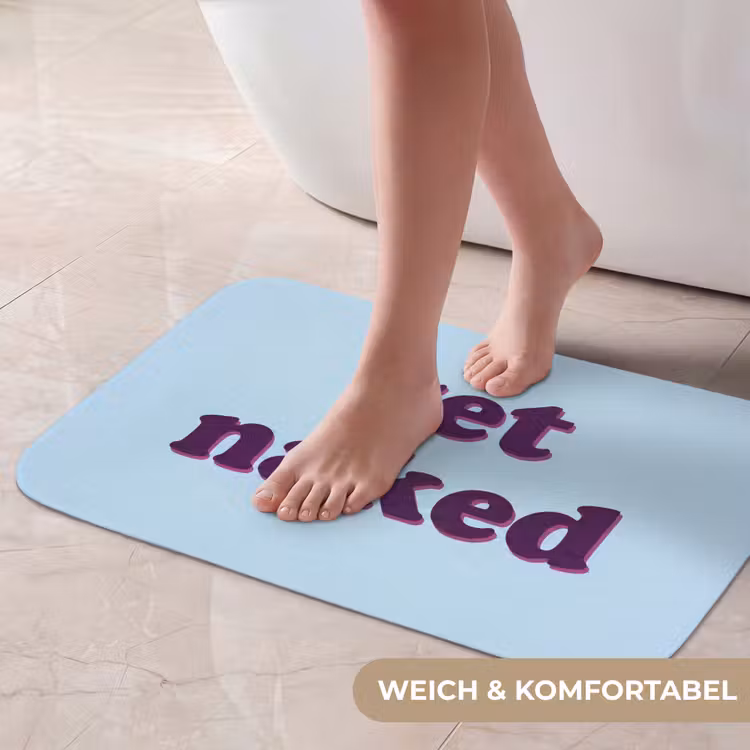 Badematte - Text – Get naked – Blau — 5