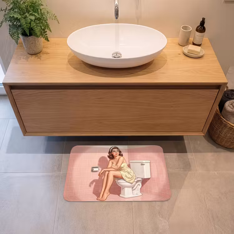 Badematte - Rosa - Retro - Frau — 2