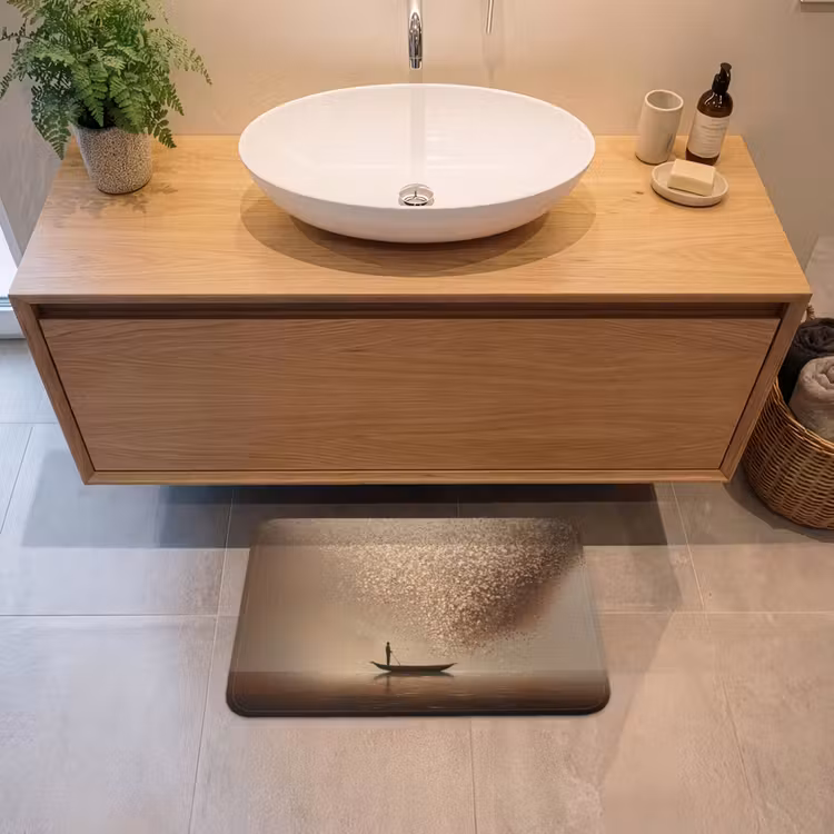 Badematte - Boot - Blätter - Gold - Wasser — 2