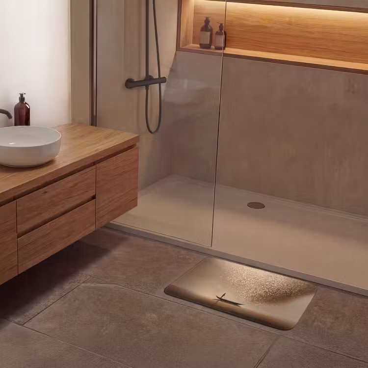 Badematte - Boot - Blätter - Gold - Wasser — 8