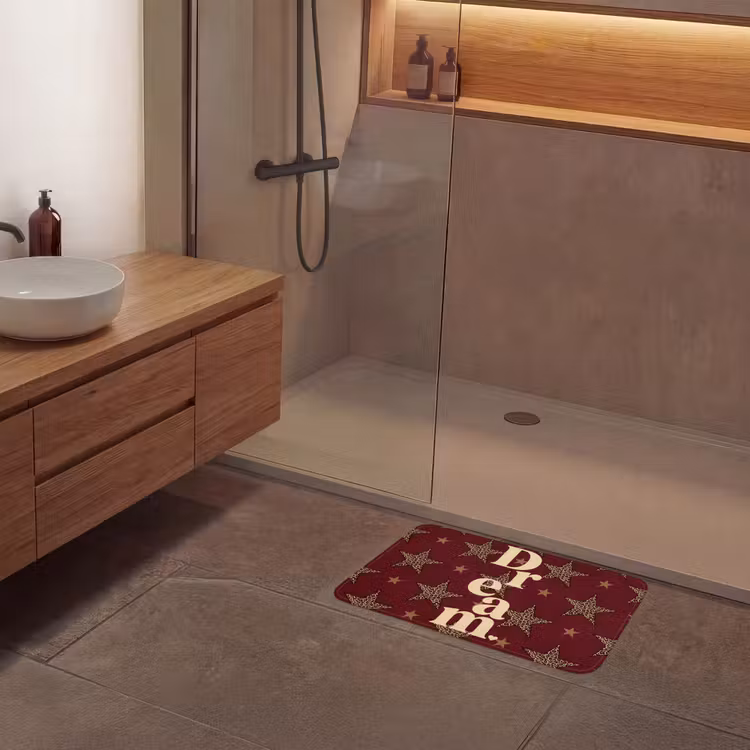 Badematte - Sterne - Leopardenmuster - Traum - Bordeaux — 8