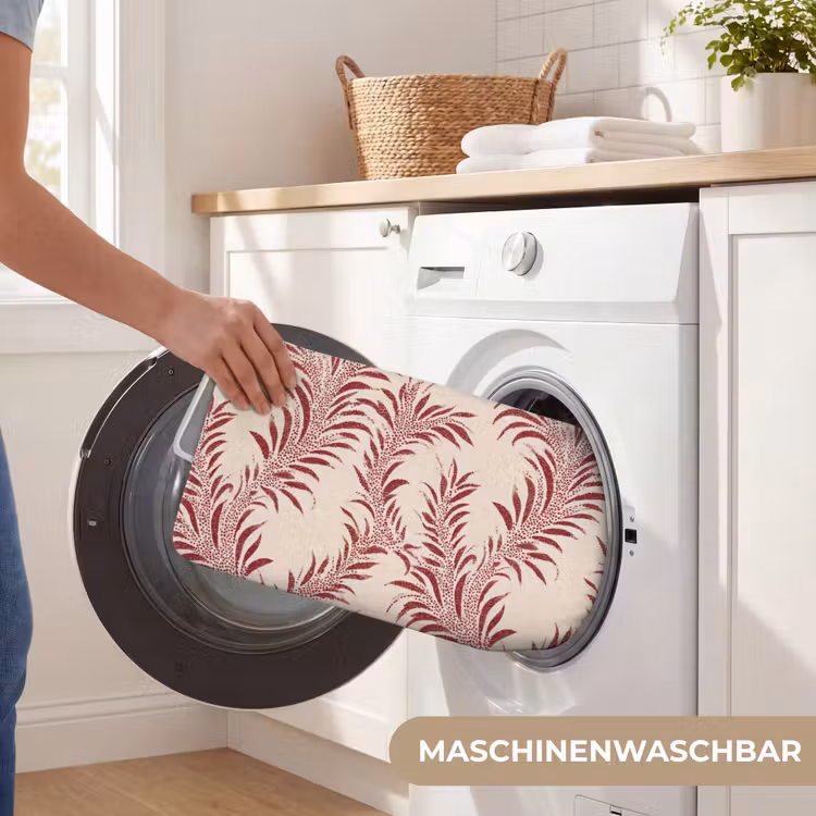 Badematte - Blätter - Leinen - Rot — 7