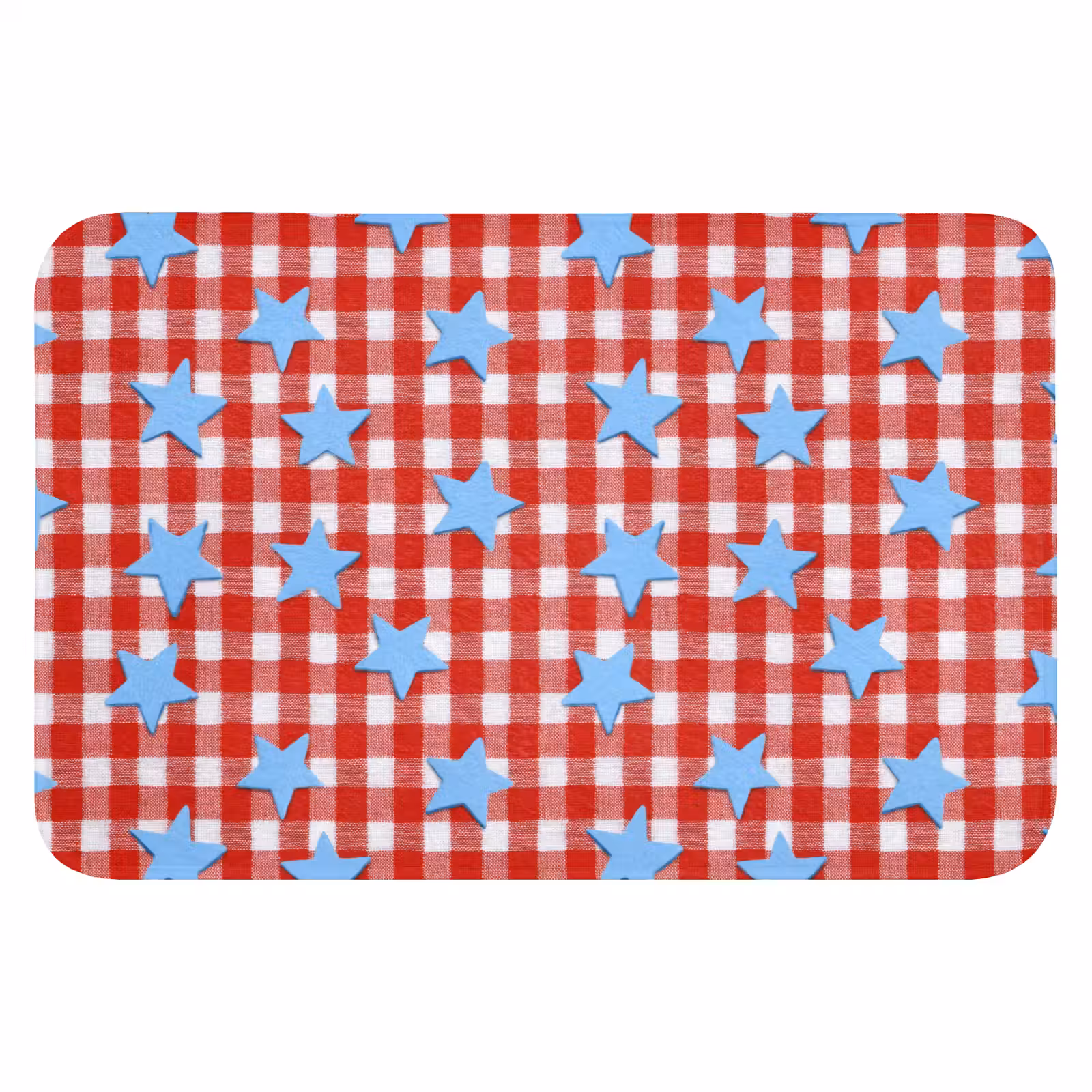Badematte - Kariert - Sterne - Rot — 1
