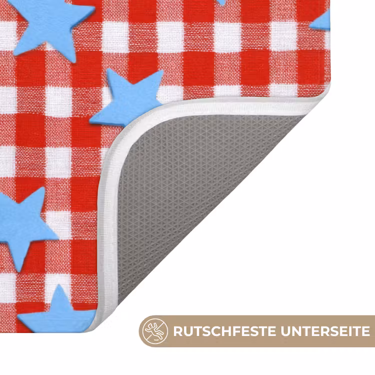 Badematte - Kariert - Sterne - Rot — 3