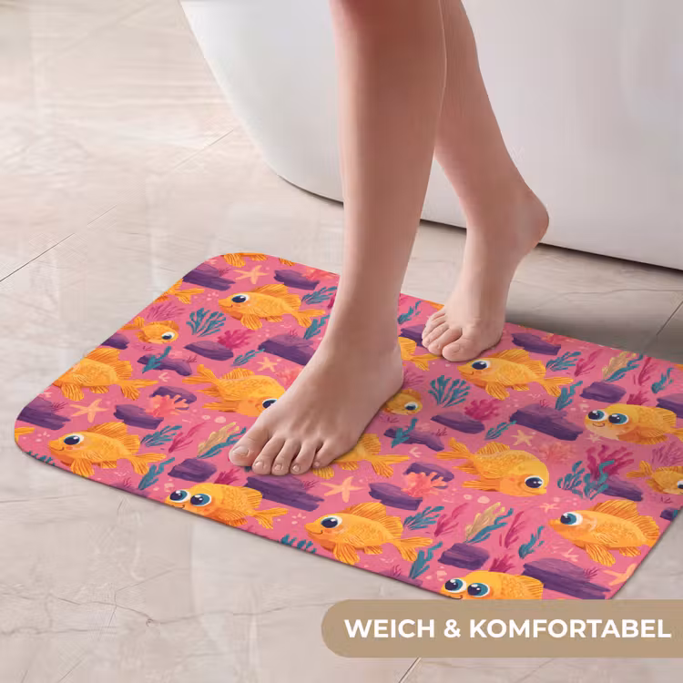 Badematte - Goldfisch - Koralle - Farbenfroh — 5