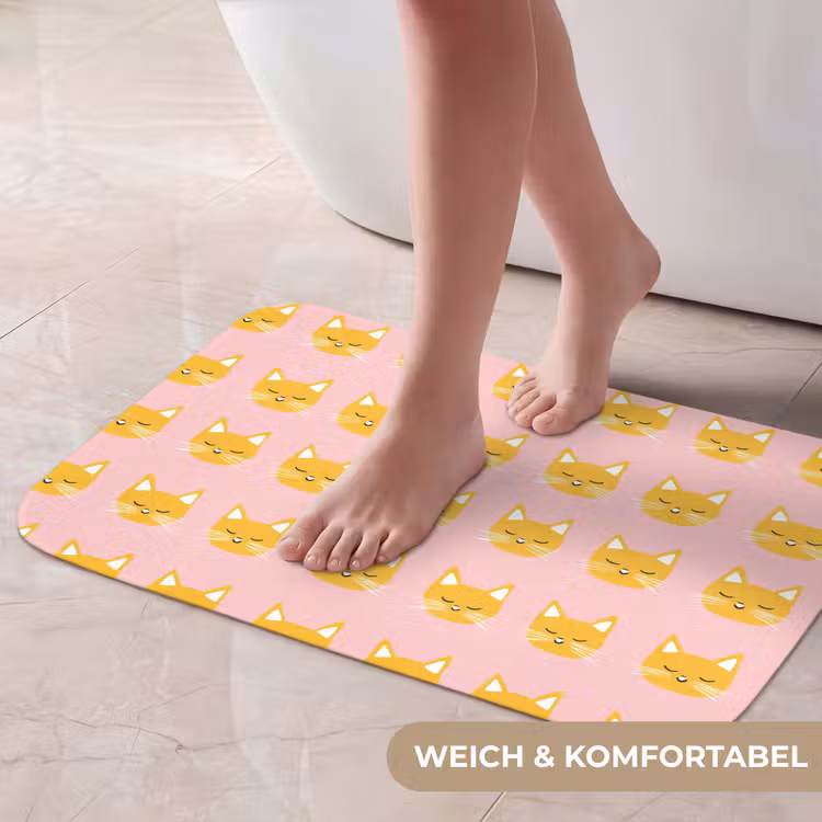 Badematte - Katzen - Muster - Rosa — 5
