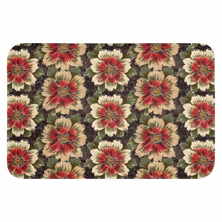 Badematte - Blumen - Klassisch - Muster - Rot — 1