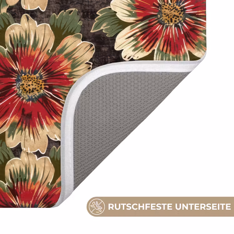 Badematte - Blumen - Klassisch - Muster - Rot — 3