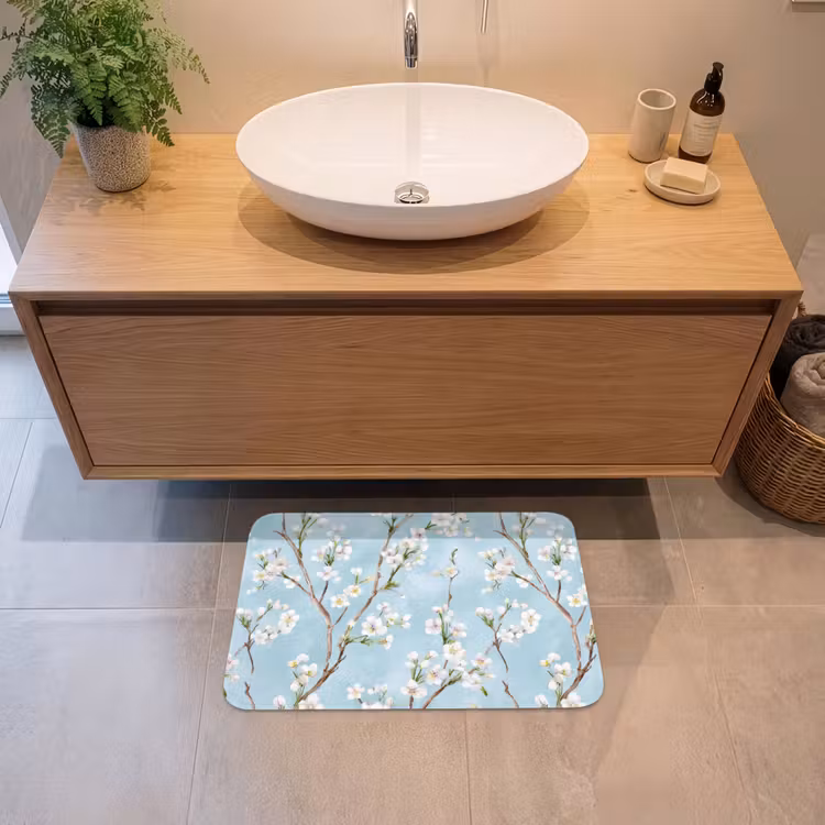 Badematte - Kirschblüte - Textur - Blau — 2