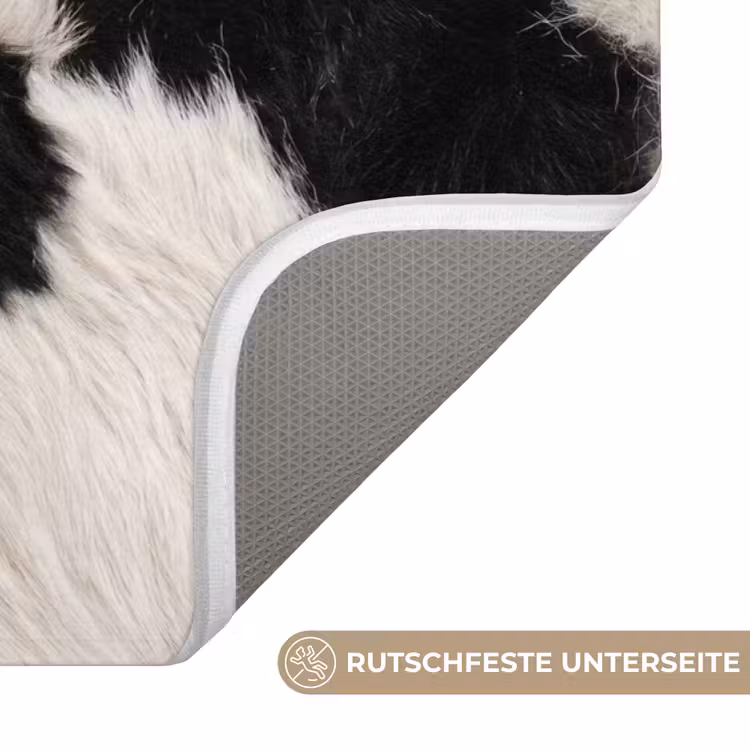 Badematte - Fell - Textur - Schwarz - Weiß — 3