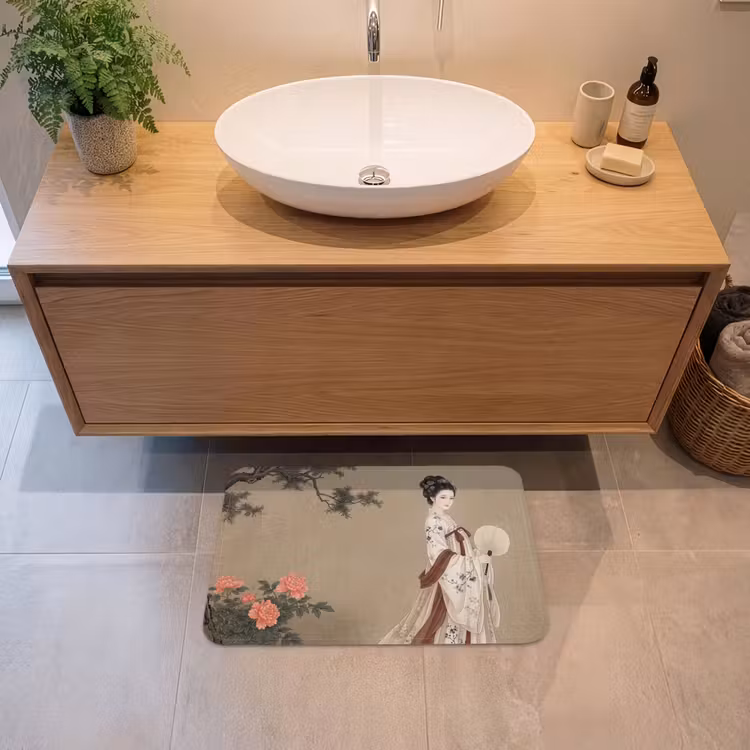 Badematte - Frau - Asien - Kunst - Beige — 2