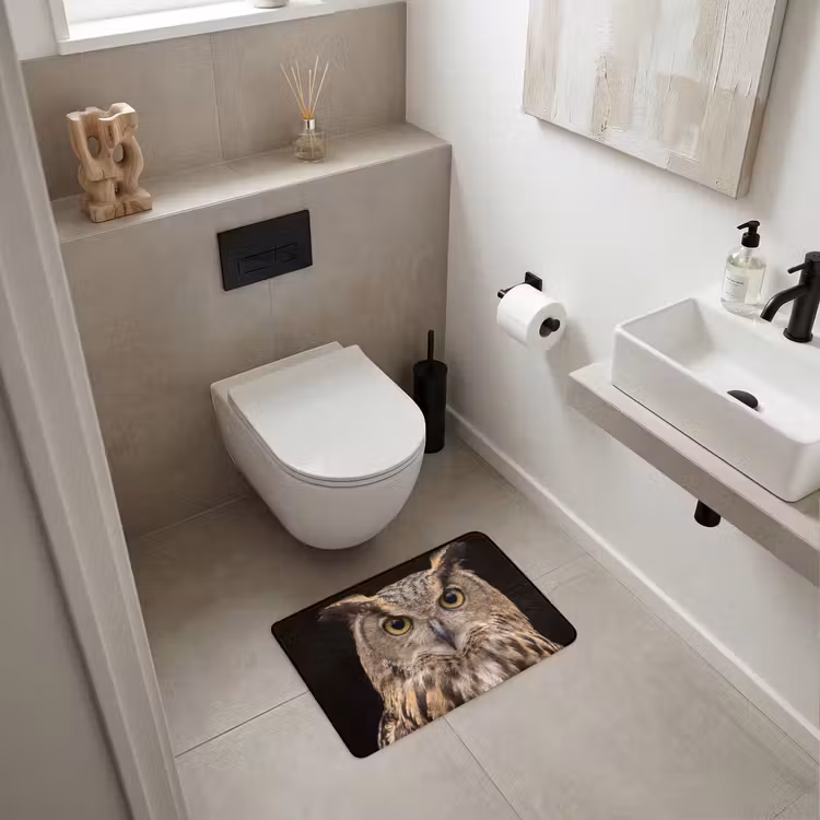Badematte - Eule - Porträt - Braun — 6