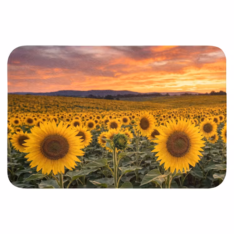 Badematte - Sonnenblumen - Hügellandschaft - Gelb — 1