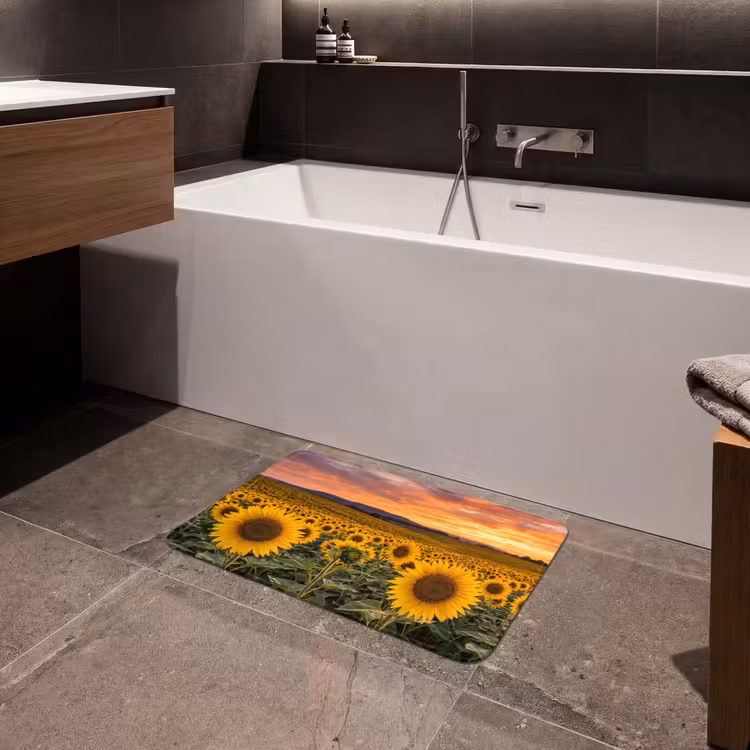 Badematte - Sonnenblumen - Hügellandschaft - Gelb — 4