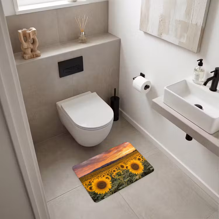 Badematte - Sonnenblumen - Hügellandschaft - Gelb — 6
