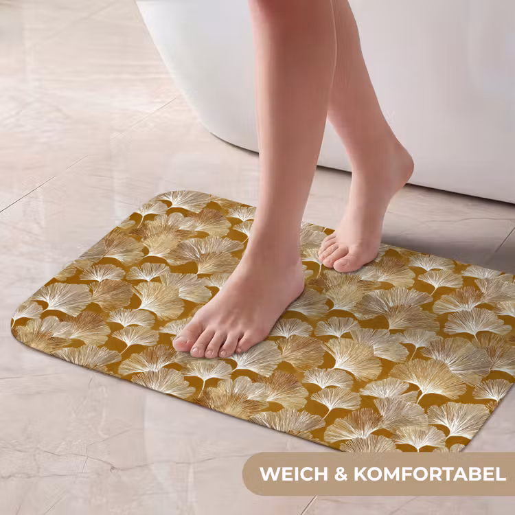 Badematte - Ginkgo - Blätter - Gold — 5