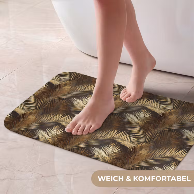 Badematte - Tropisch - Blätter - Gold — 5