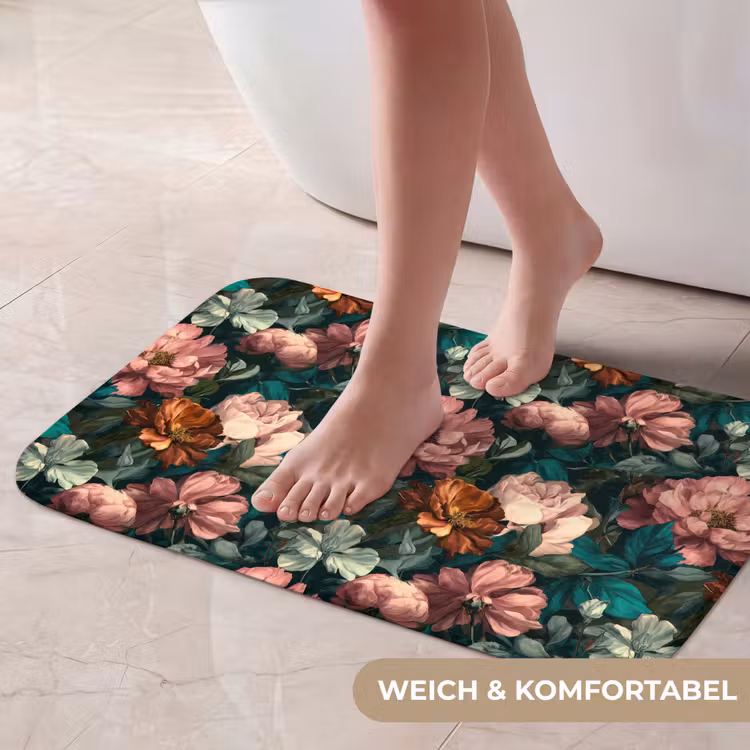 Badematte - Blumen - Landschaftlich - Muster - Rosa — 5