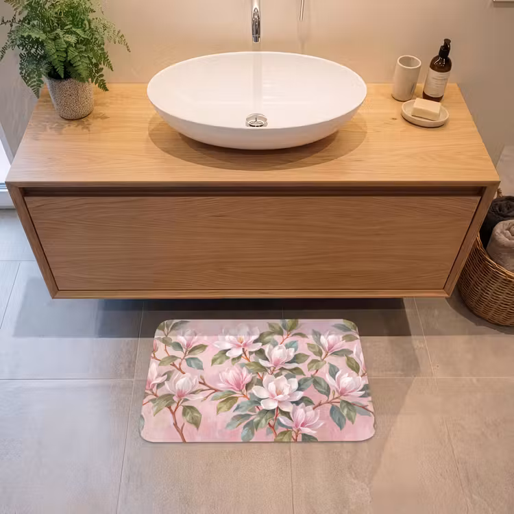 Badematte - Magnolien - Muster - Rosa — 2