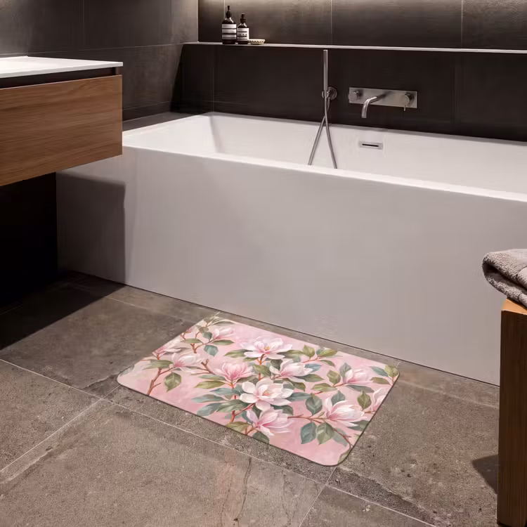 Badematte - Magnolien - Muster - Rosa — 4