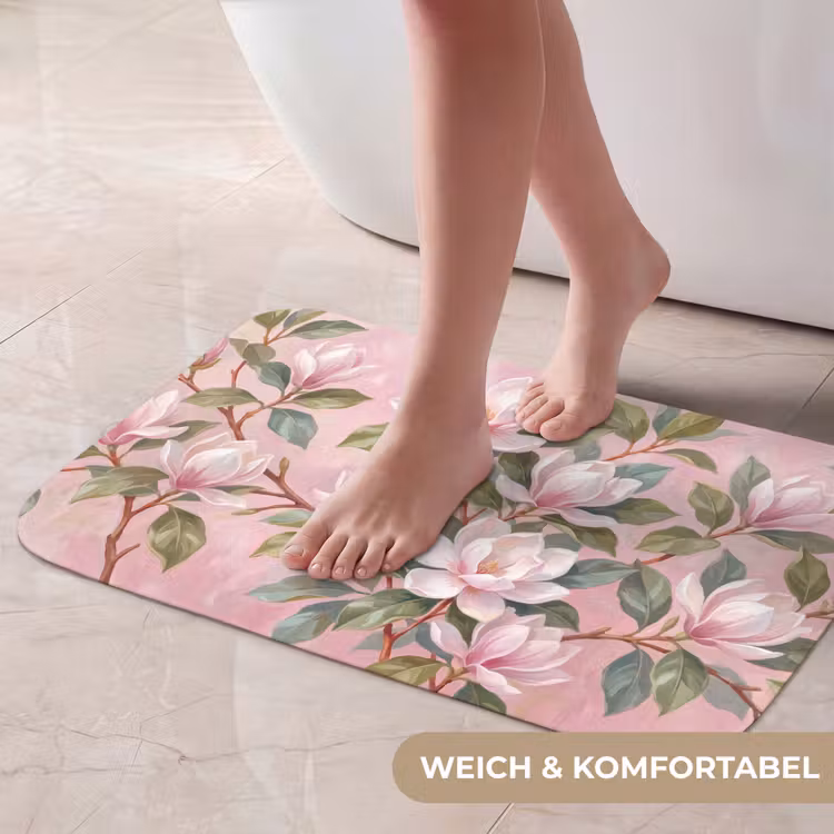 Badematte - Magnolien - Muster - Rosa — 5